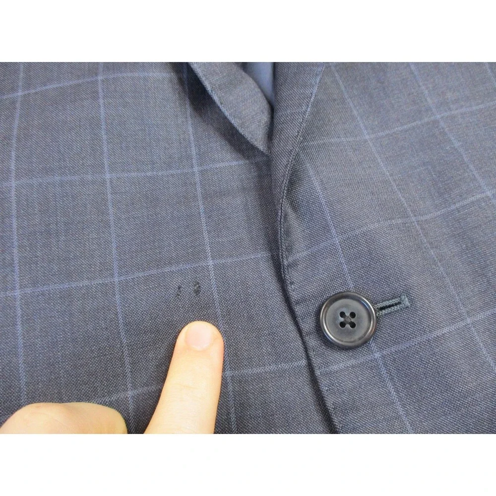 Brooks Brothers Blazer Mens 44 Regular Navy Windowpane 1818 Regent Wool Made USA